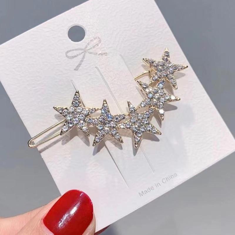 Punk Pentagram Hair Clip Vintage Crystal Star Hairpins Harajuku Fashion Headwear For Women Girl Hair Jewelry Accessories