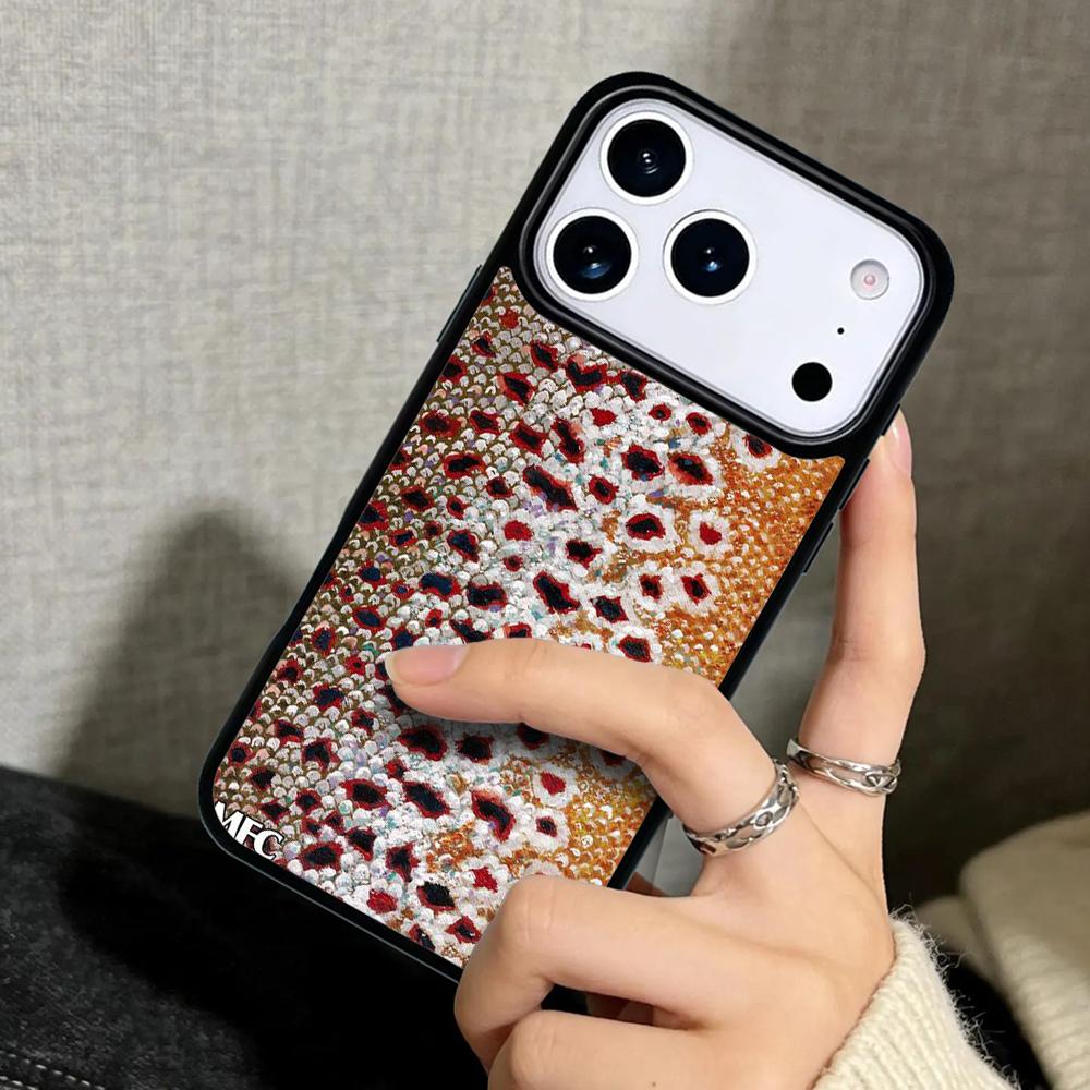 Capa Case für iPhone 17 Air 16 Pro Max 15 Plus 11 13 Mini 14 12 Rückseite Handyhülle Regenbogenforellen-Angel-Skin weich