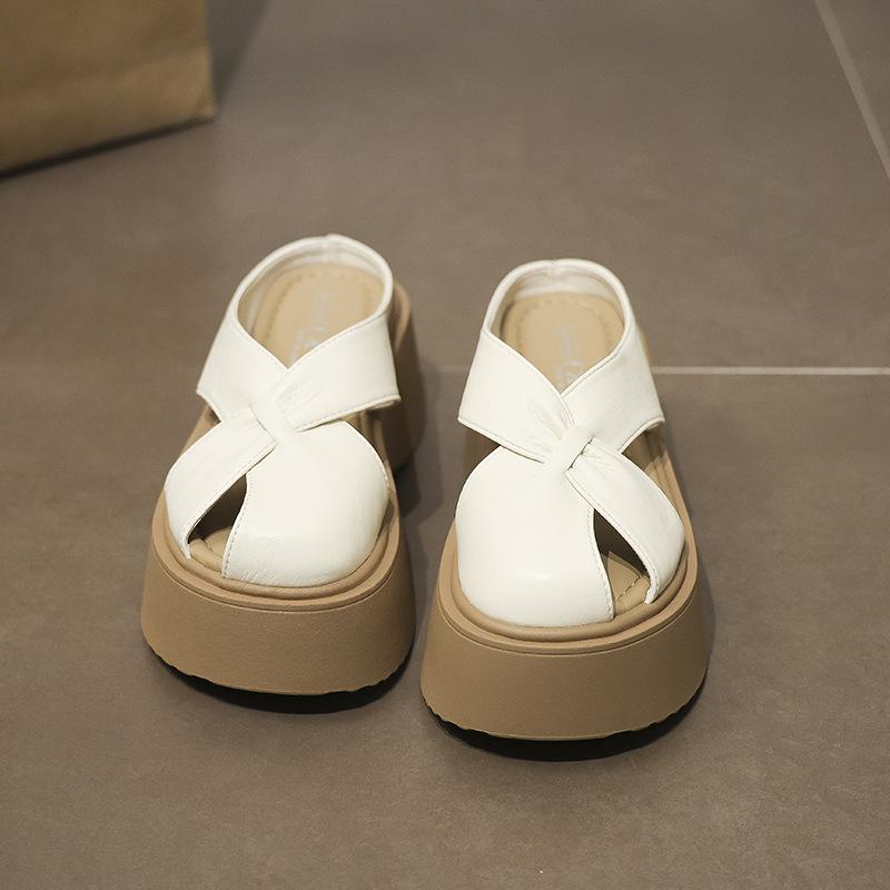 Baotou Slippers Women's Summer Wear 2025 New Thick-soled Retro Woven Casual Lazy Pedal Beach Sandals