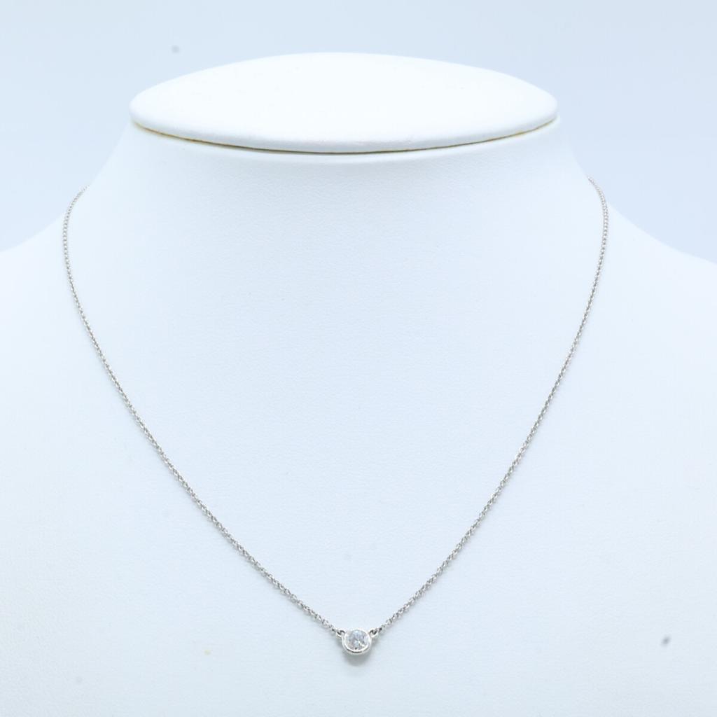 TIFFANY&Co. Pt950 By the Yard Single Diamond Pendant Necklace PlatinumUsed