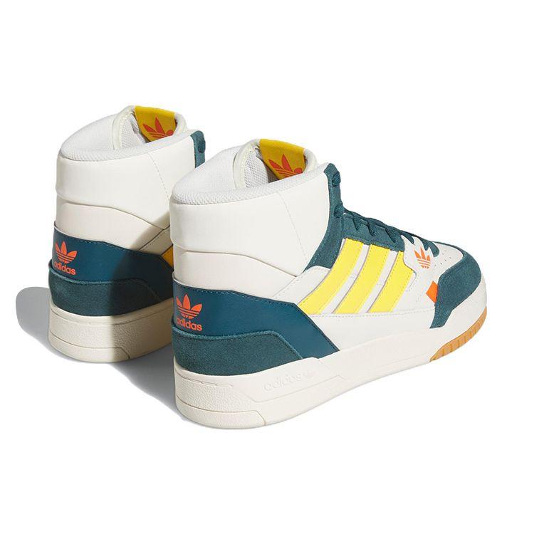 Adidas Originals Drop Step Comfortable Trendy Lightweight Durable Non-Slip High-Top Skate Shoes Unisex Skate Shoes White Green Yellow FZ5703
