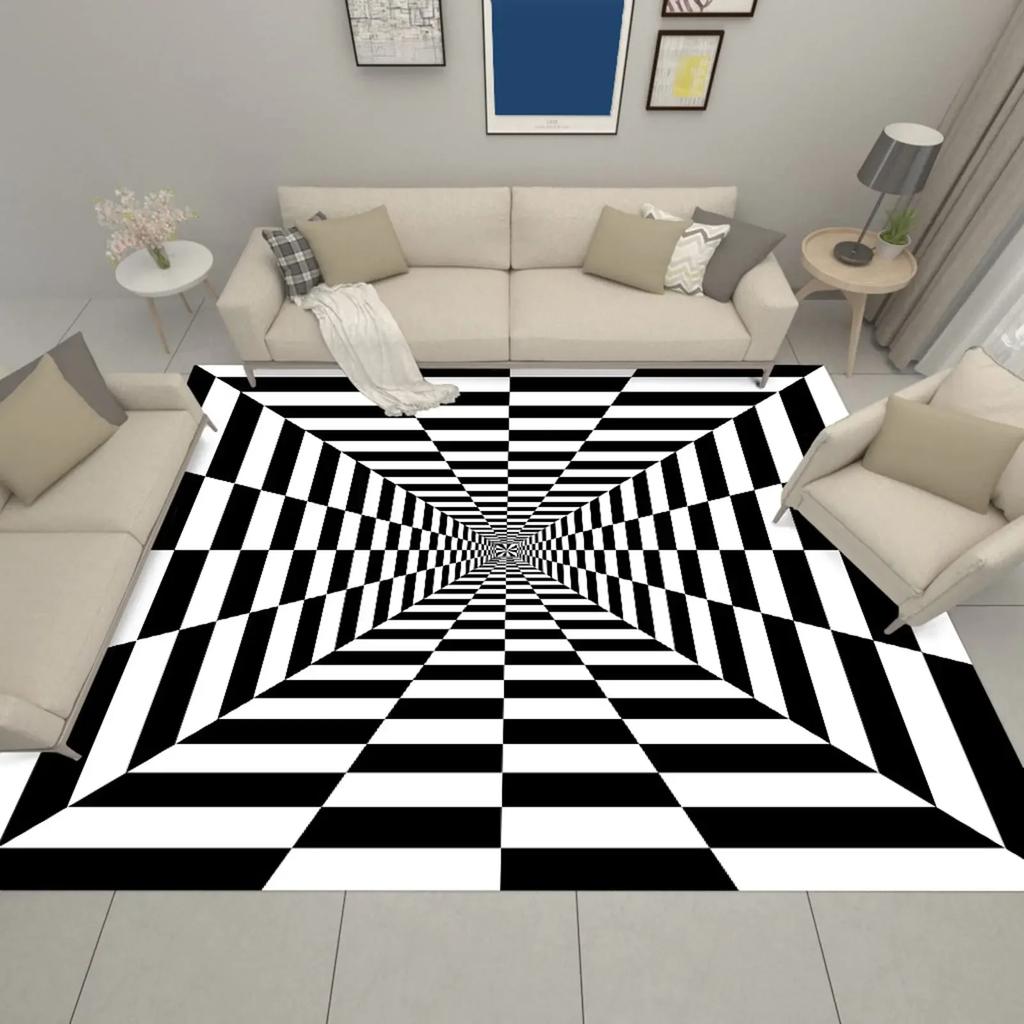 3D Vortex Illusion Carpet for Bathroom Living Room Sofa Table Decor Rugs Hallway Balcony Floor Mat Anti-slip Entrance Door Mat
