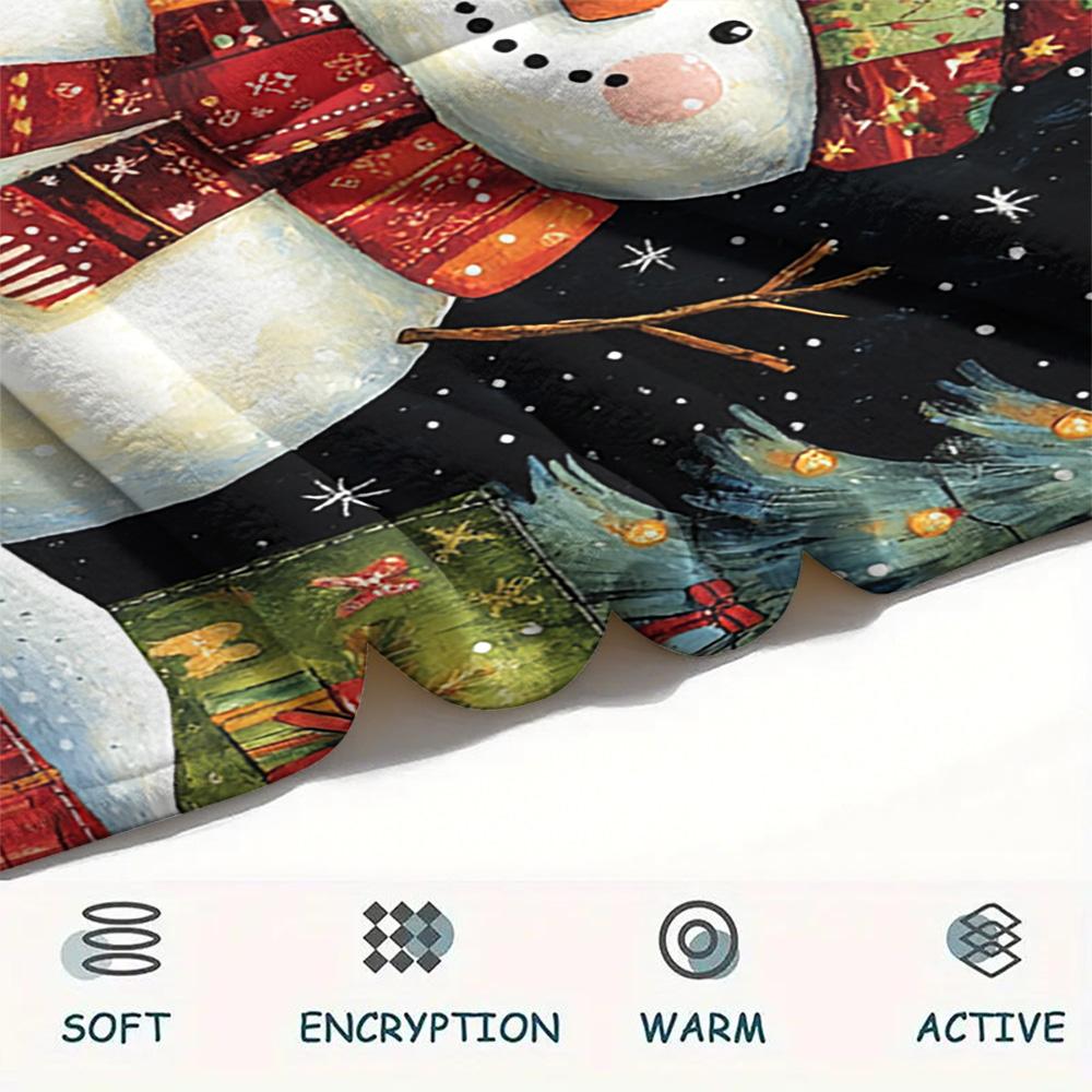 snowman Print Flannel Blanket, High quality Comfortable for All Seasons, Home Decor, Warmth and Comfort, Perfect for Christmas Gifts