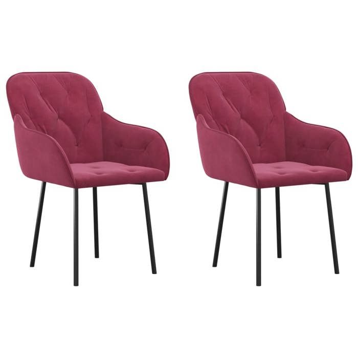 VidaXL Chaises de salle à manger 2 pcs Rouge bordeaux Velours 344850