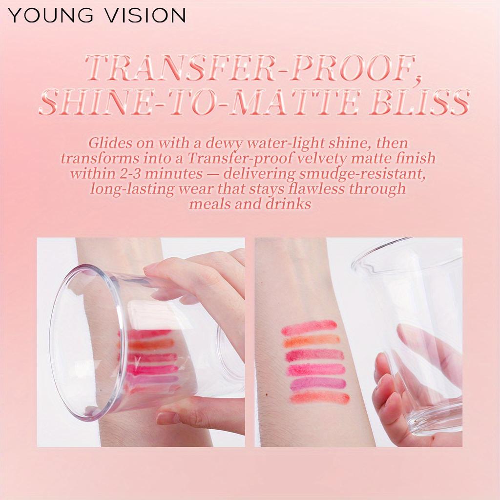 YOUNG VISION Water Lip Stain for Women Girls, LongLasting Lip Gloss Multi-Use Liquid Blush/Eyeshadow, Transfer-Proof Shine-to-Matte Finish In 3 Min