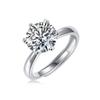 Sterling Moissanite Ring Women Lightweight Adjustable Solitaire Engagement Style Six Prong Setting