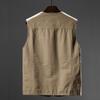 Men's Plus Size Cotton V-Neck Fishing Vest – Middle-Aged & Elderly Casual Sleeveless Jacket