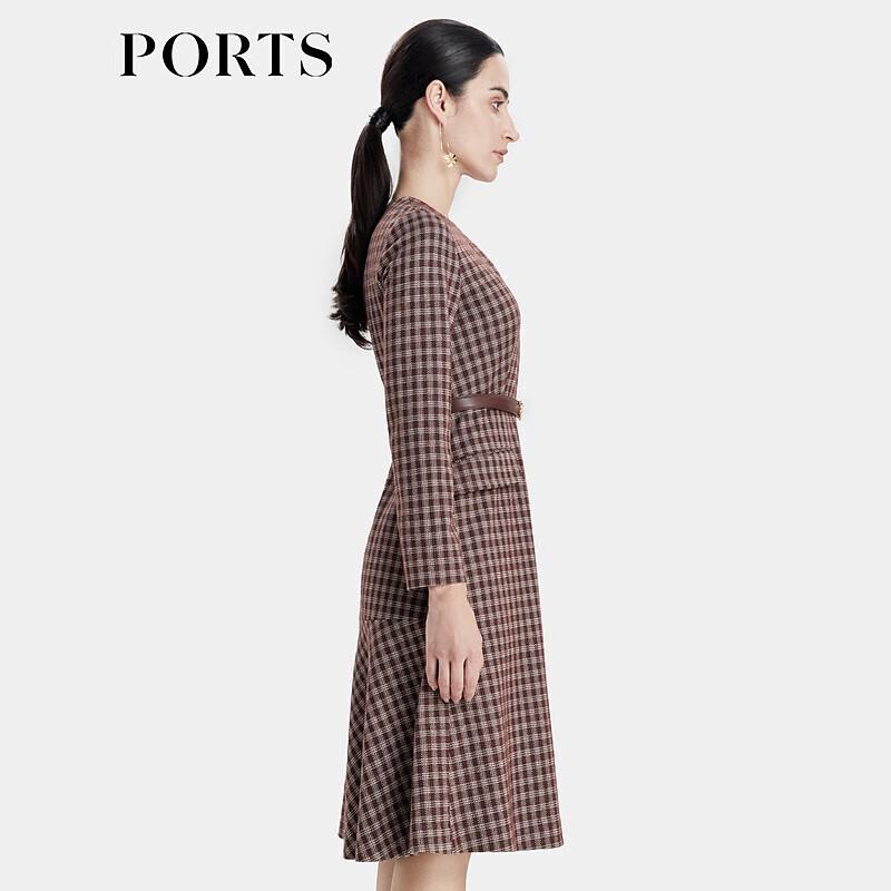 PORTS Women's Autumn/Winter Fashion Plaid Jacquard Dress