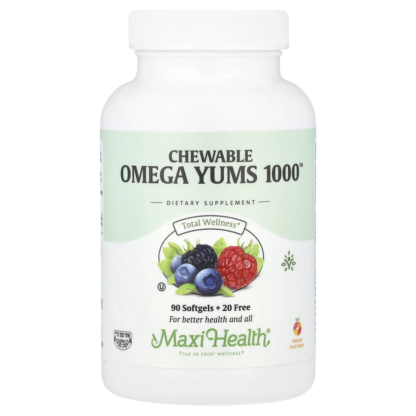 

Chewable Omega Yums 1000™, Natural Fruit, 110 Softgels