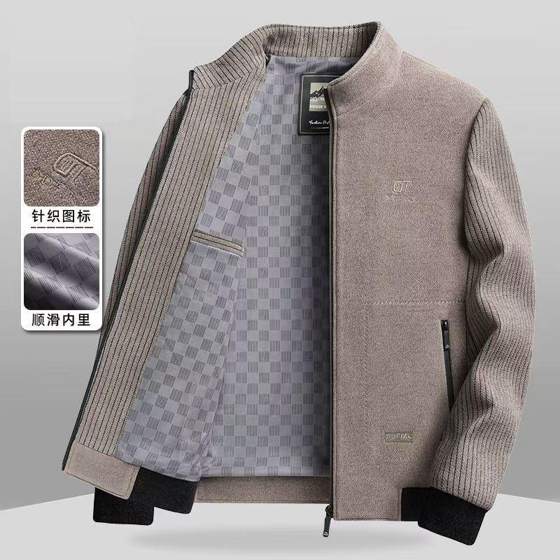 Spring and Autumn Men's Stand-Up Collar Men's Dad Chenier Jacket Loose Casual Jacket Top Business