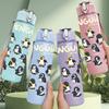 1PC Penguin Group Cute Bird Animal Print 750ml Color Plastic Sports Water Bottle Leakproof Flip Straw Lid Suitable for Sports Office Home Use