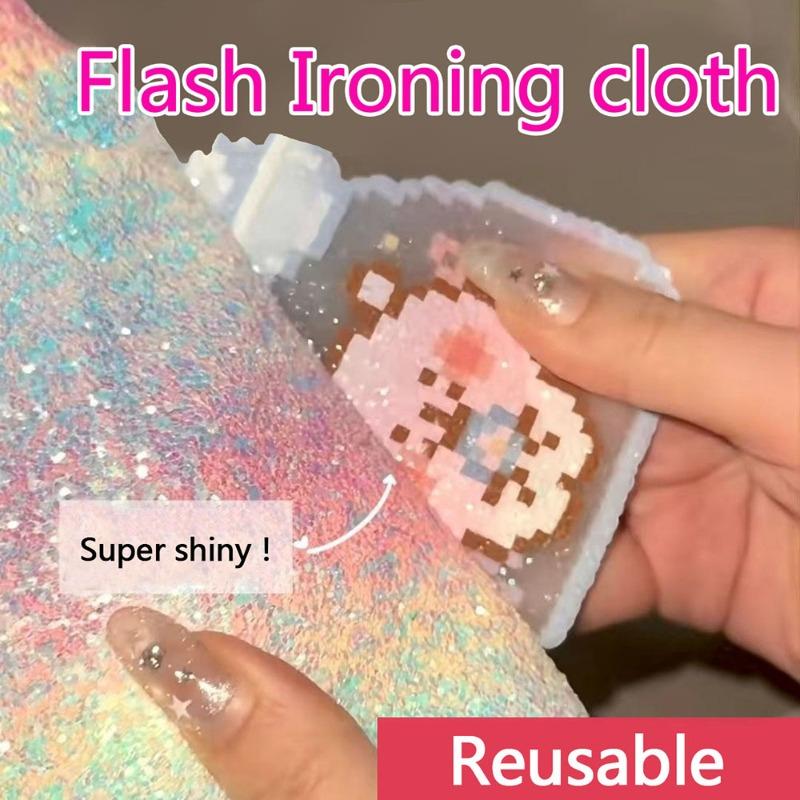 Flash Ironing Cloth For Fuse Beads Reusable Rainbow Sequin Iron Paper Heatproof Mat For Diy Melting Beads Craft Accessory