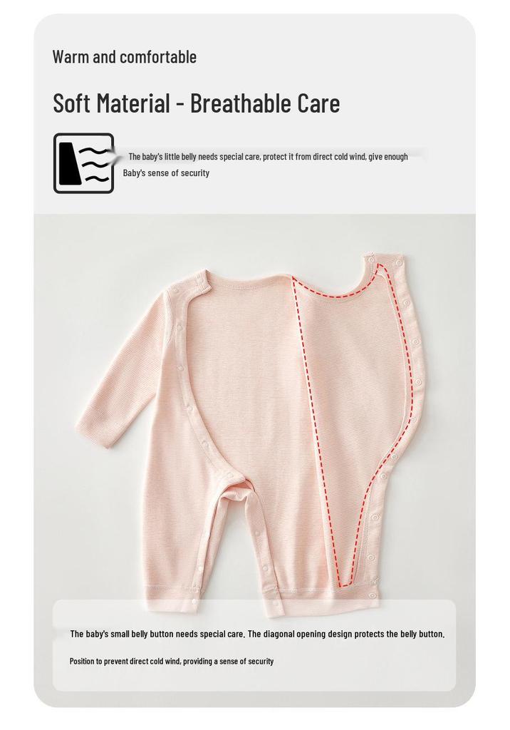 Infant Autumn Long-Sleeve Sleeveless Diagonal Collar Bodysuit Pajamas, Warm & Close-Fitting, Spring Class A