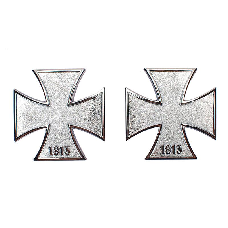 1pcs 3D Metal Altese Cross 1813 Emblem Decal Side Fender Rear Trunk Badge Sticker Are Applicable To Auto Motorcycle Pickup Truck SUV