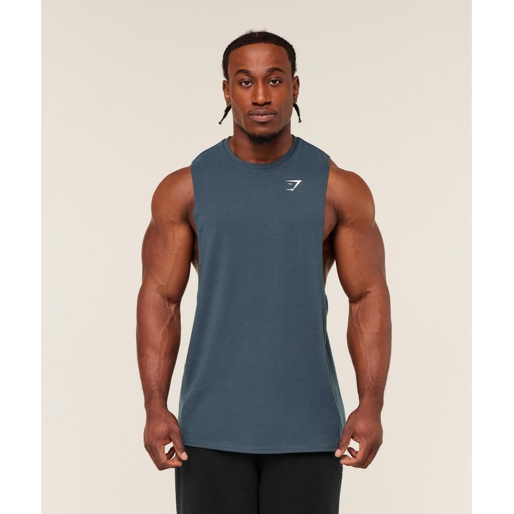 Gymshark Critical 2.0 Drop Arm Tank Gs Stealth Blue A1a2r Ud6s