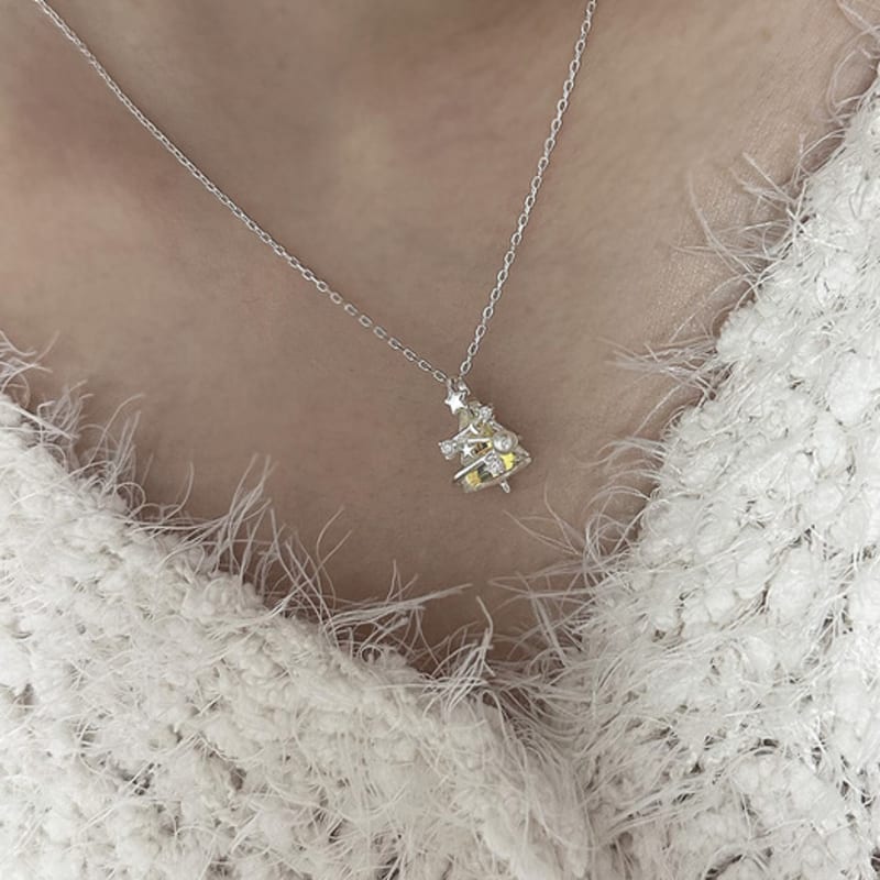 

mosxe [925silver] Christmas tree necklace crystal