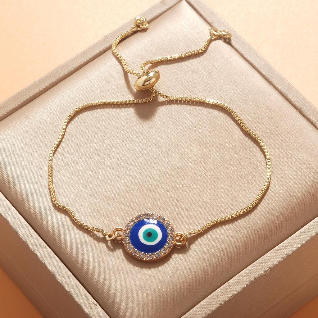 Verstellbares 8-förmiges Evil Eye Herzarmband für Damen - Europäische & Amerikanische Mode, Südostasiatischer Einfluss