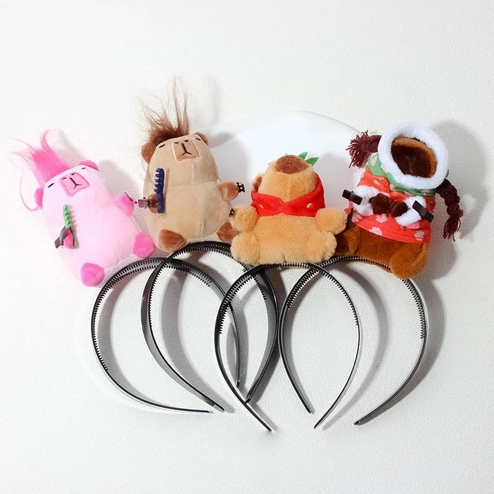 Headband Funny Capybara Hair Hoop Women's Cute Face Wash Headband Funny Plush Hair Band Baby Photography Accessories