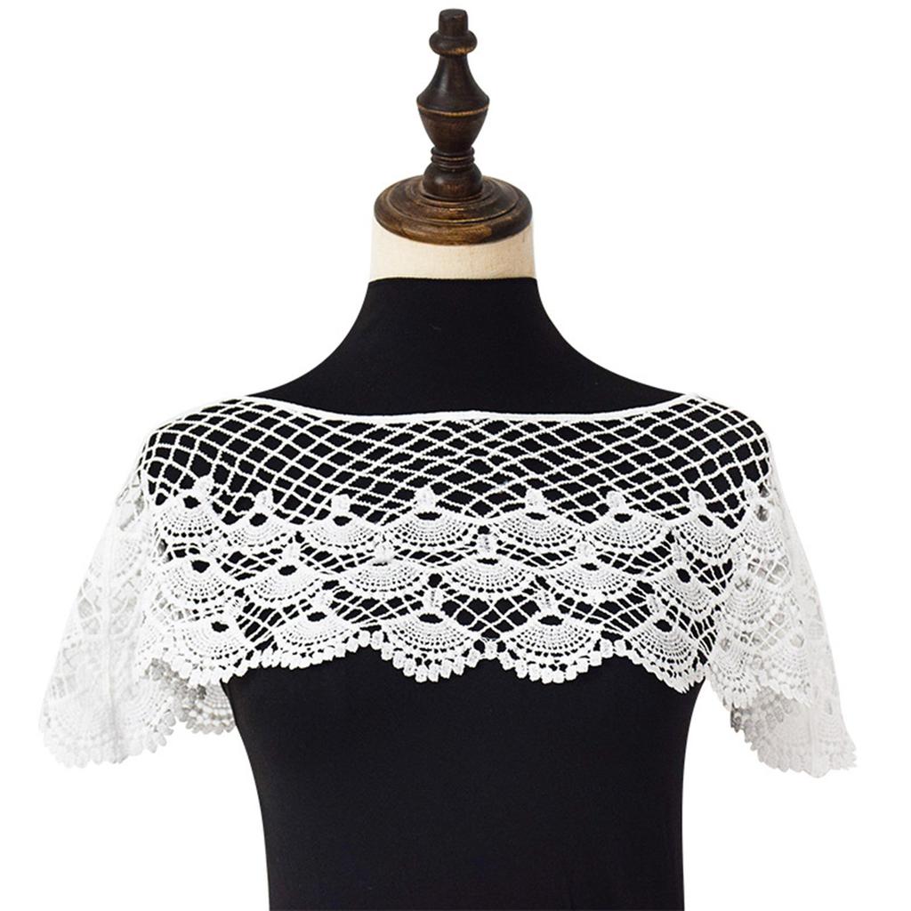 Fashion Lace Shoulder Wrap with Embroidered Detail Breathable Hollow out Faux Lace Shawl Collar for Stylish Women