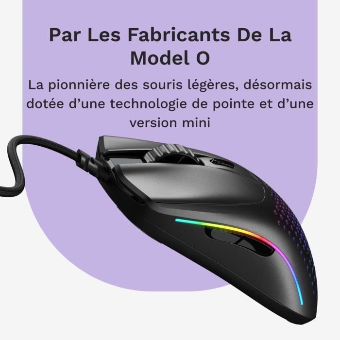 Souris gaming filaire - glorious - model o 2 mini - 49g ultra légère - 26000 dpi - 6 boutons programmables