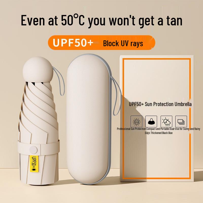 Compact Folding Umbrella - Sun & Rain Protection, Capsule Design, High-End Women’s Pocket Accessory.