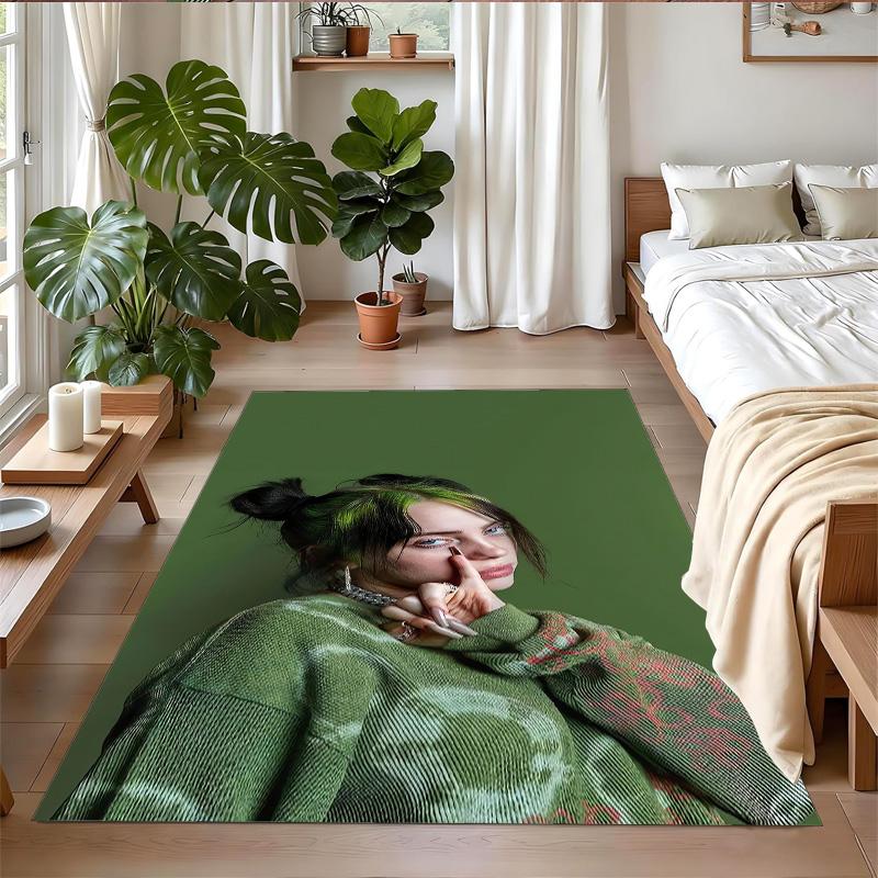 Tappeto in Peluche di Cristallo Billie Eilish Stampa Anti?Indumenti da notte?Tappeto da Pavimento Resistente per Decorazione Domestica Interna
