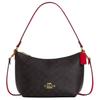 BOLSO DE HOMBRO/BANDOLERA PEQUEÑO DE LONA REVESTIDA CON CUERO PARA MUJER, Madera de Nogal CX610-IMXD0