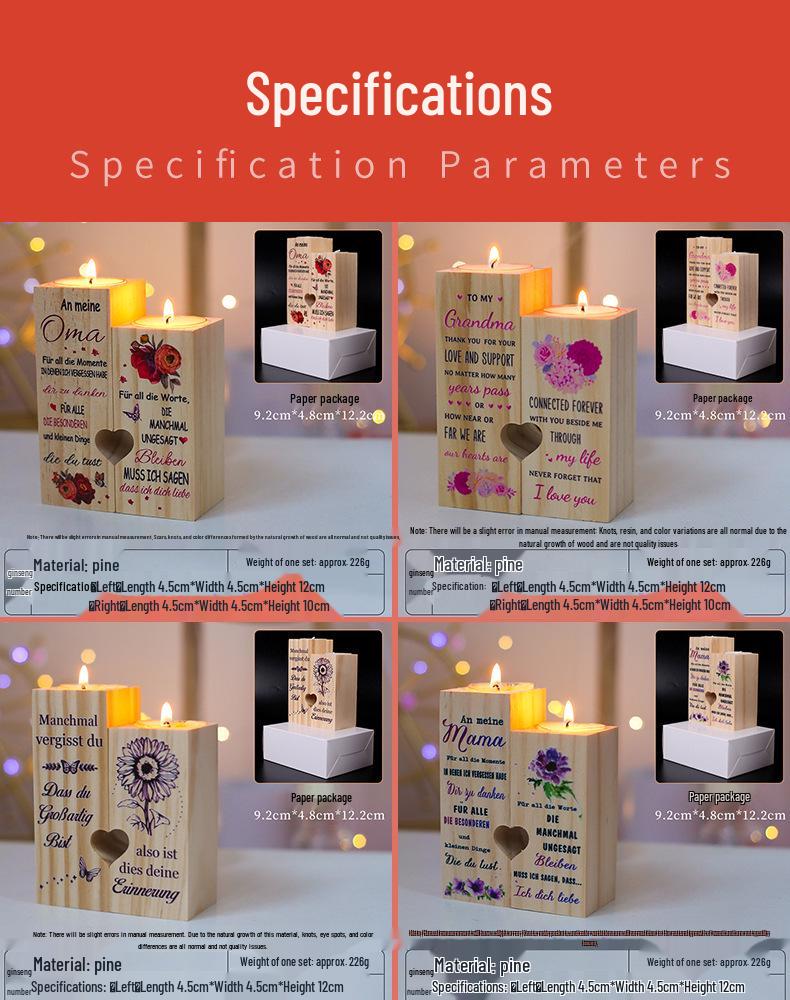 Handmade Heart-Shaped Wooden Candlestick for Valentine's Day and Wedding Decor