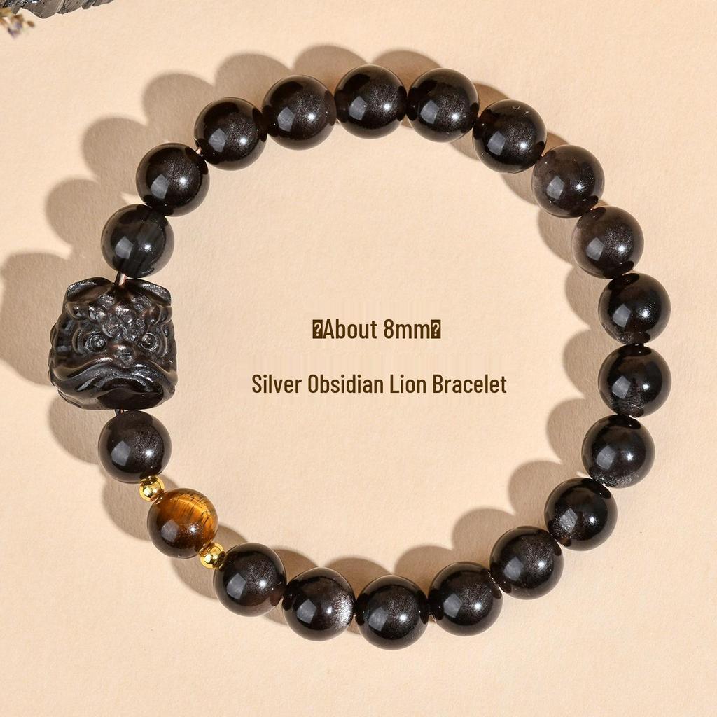 Obsidian Lion Dance Single-Loop Bracelet: Trendy Unisex Bestseller