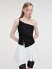 ETMON One Shoulder Buckle Blouse Black