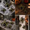 Lot of 3 Halloween Spiders – 1 Spider 9 Cm and 2 Spiders 6 Cm, Black, Yellow and Red, Scary Decoration for Party