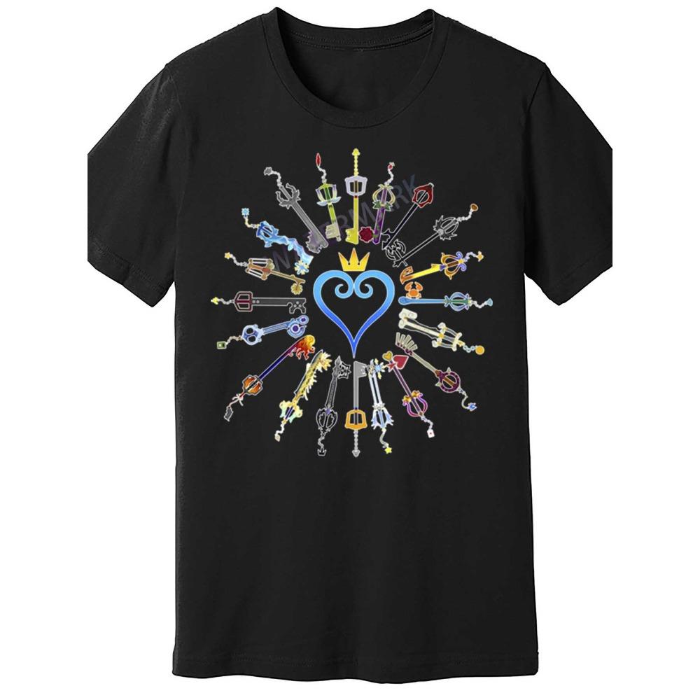 

Kingdom Hearts Keyblades T-Shirt Black Cotton Short Sleeve Casual Style Machine Washable S