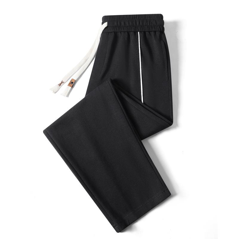 Men's Spring and Autumn New Drawstring Wide-leg Straight Breathable Casual Pants Men's Drape Straight Men's Trousers
