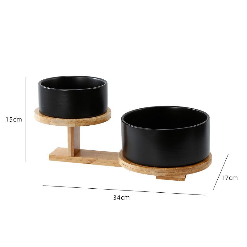 Ceramic Fruit Plate Solid Color Fruit Salad Bowl Two-piece Wooden Base Dessert Snack Tray Dishes Decorative Bowl Plate Tableware