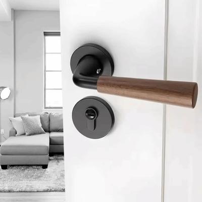 Aluminum Alloy Door Lock Wood Grain Magnetic Safety Locks Easy Installation Universal Fit Doors Handle Hardware Accessories