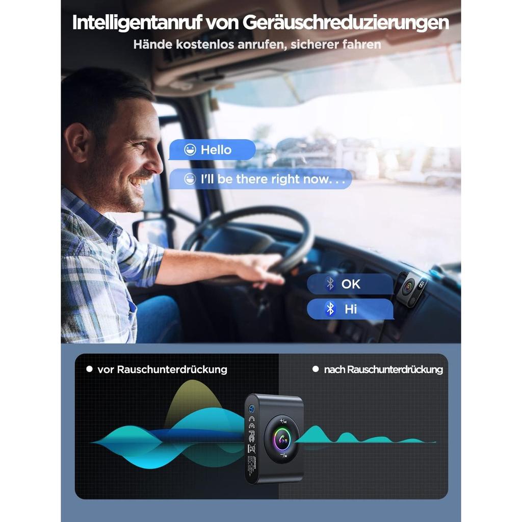 Aux Car Bluetooth 5.3 Adapter, Hi-Fi Stereo Audio, Aux for Hands-Free Kit, Noise Reduction, Bluetooth Aux Receiver, 3.5 Mm Jack for Car Sound System