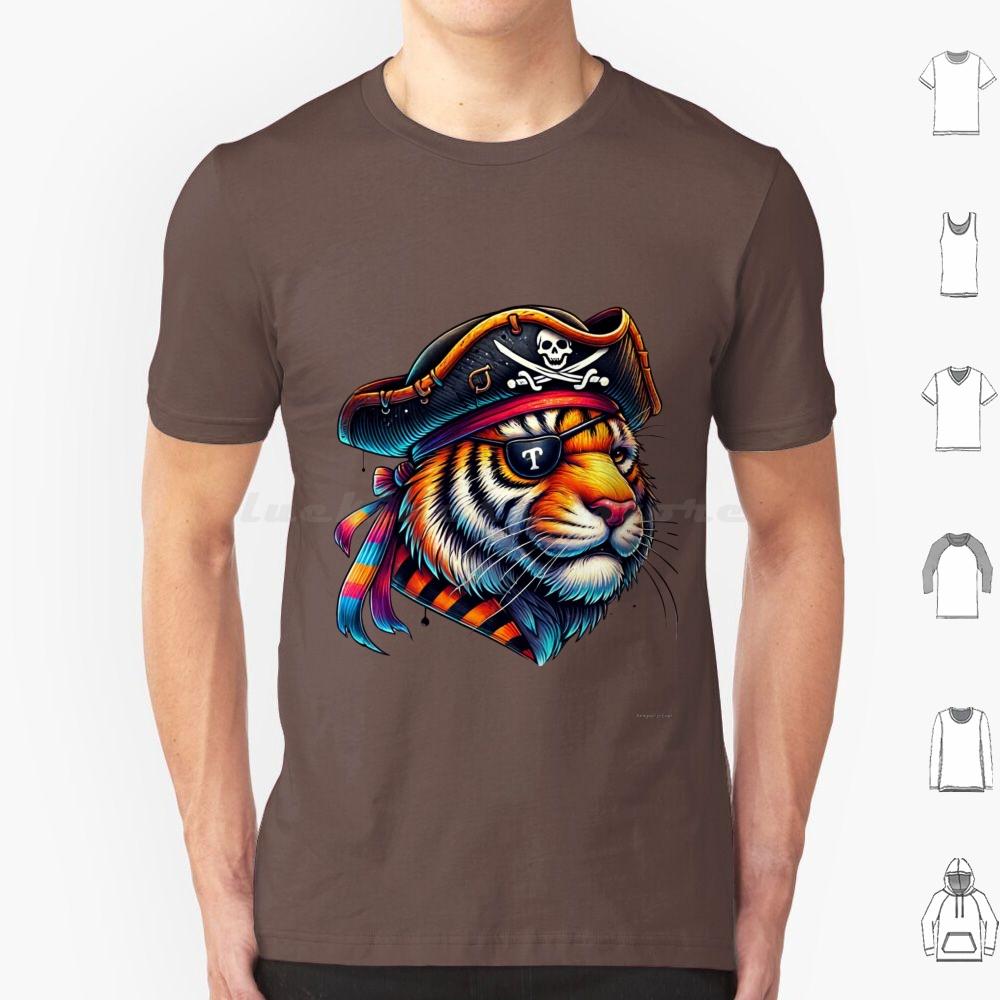 The Legendary Pirate TigerKing Of The Wild Oceans T Shirt Cotton Men Women DIY Print Pirate Tiger Animal Art Colorful