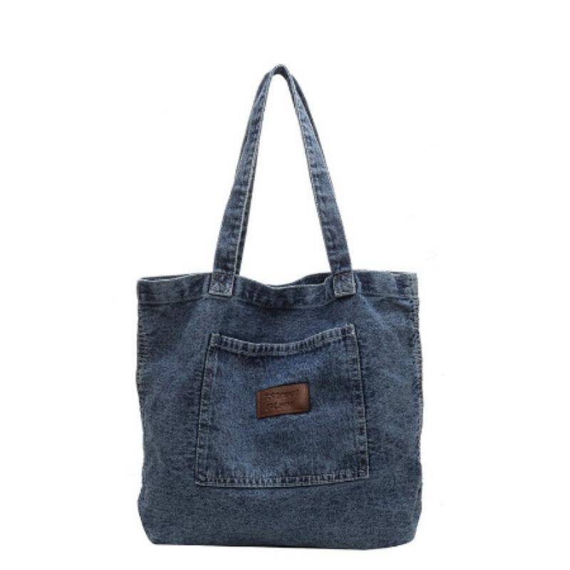 Retro skalbtas džinsinis krepšys, moteriškas naujas korėjietiškas „Harajuku“ krepšys per petį, kasdienis pirkinių krepšys