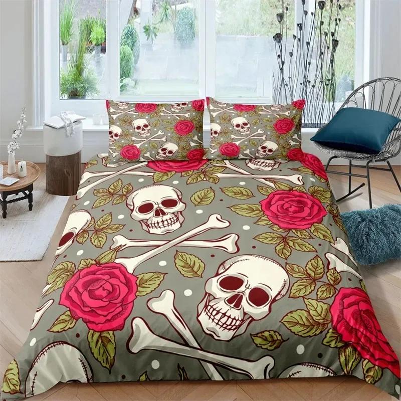 3D Printed Gothic Skull Bedding Set Duvet Cover Bedroom Comforter Covers Single Twin King Size Quilt Cover Home Textile