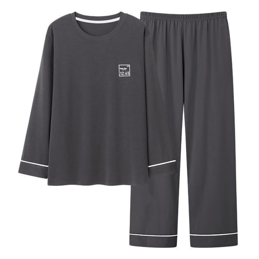 HEWEAYTA Long Sleeve Pajamas for and Fall Plus Size Loungewear Comfortable and Gentle On the Skin Dark Size Men's Spring, Summer, - Set, Lightweight,