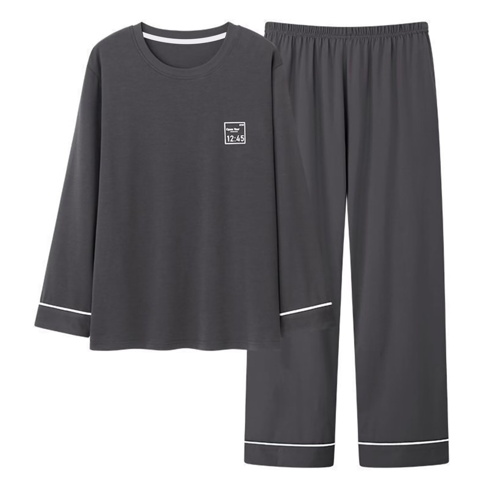 

HEWEAYTA Пижама с длинным рукавом для и осени больших размеров, домашняя одежда, удобная и нежная к коже, темная, размер мужской весенний, летний, - комплект, легкий,