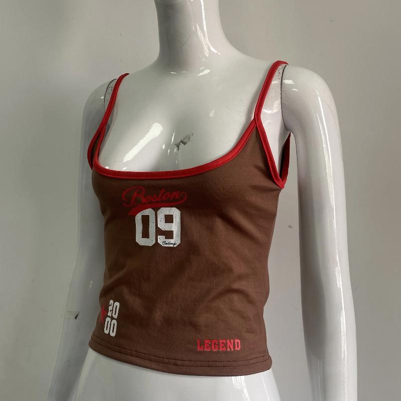 European and American Y2K digital printed sports vest