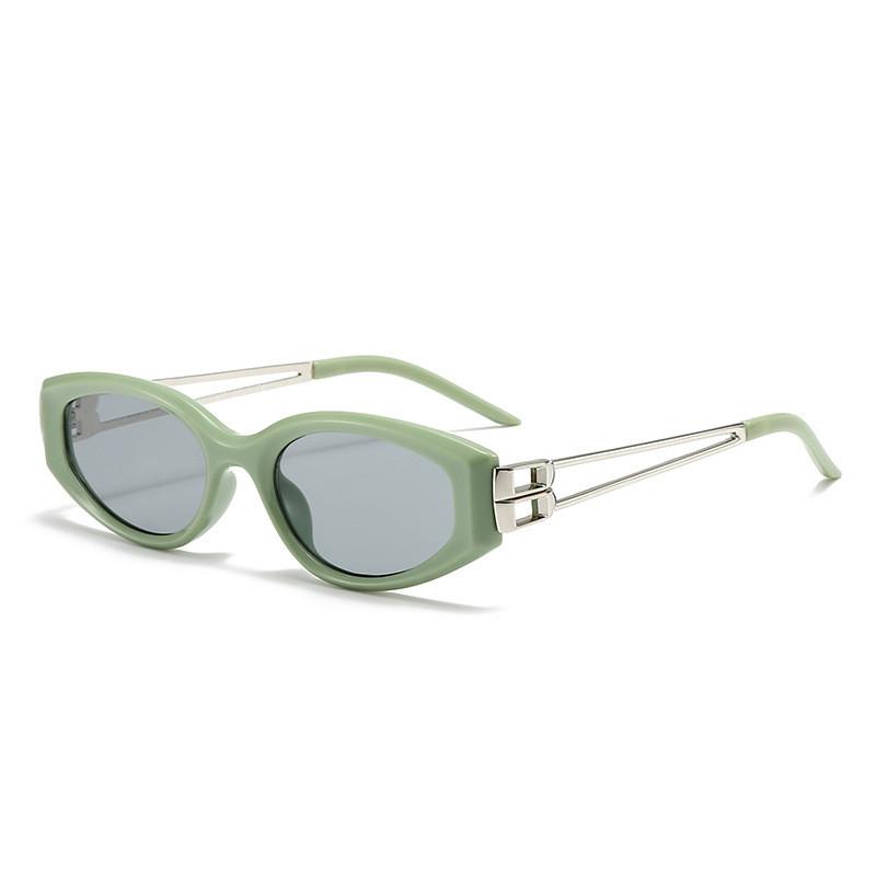 Cat Eye Glasses Men Uv400 Black Frame With Geometric Triangular Design For Sun Protection Green Light Gray