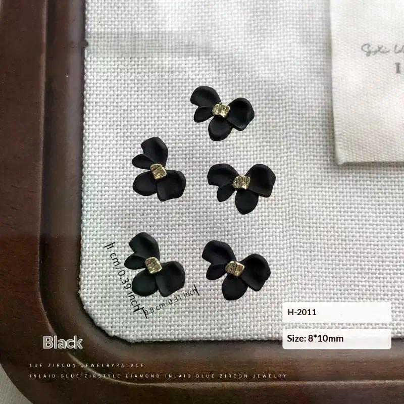 10Pcs Bowknot Nail Charms Metal Wine Red Black White Nail Rhinestone High Quality Stereoscopic Nail Decoration