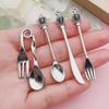 DIY Alloy Jewelry Accessories: Miniature Tableware Pendants - Fork, Spoon, Pot, Plate