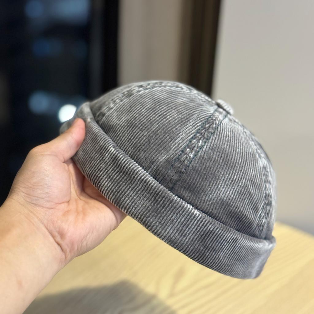New solid color corduroy brimless beanie hat, unisex, fashionable, simple, casual, versatile, suitable for autumn and winter