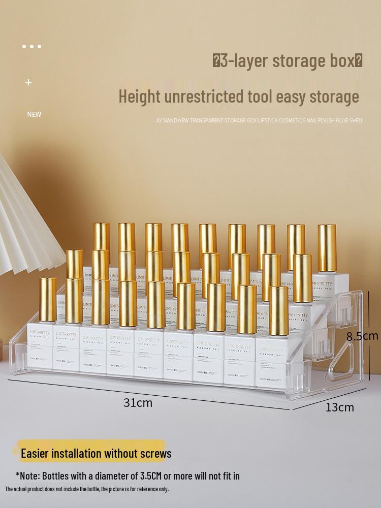Multilayer Transparent Nail Polish Display & Storage Box for Nail Art, Lipsticks, Eyeshadows, and UV Gel Tools.