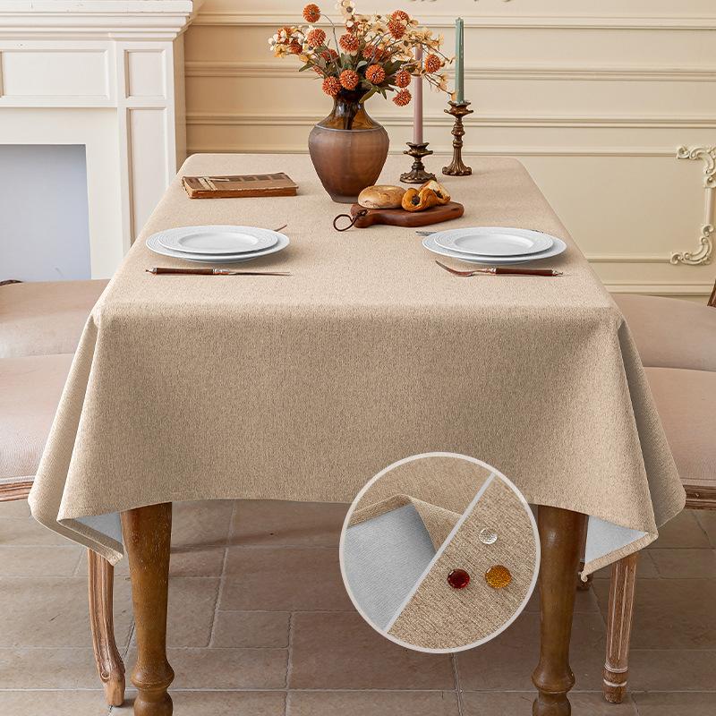Cotton and Linen Three-proof Tablecloth Waterproof and Dustproof Solid Color Rectangular Tablecloth Coffee Dining Table Cloth