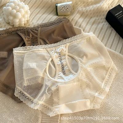 Damen-Slip aus leichtem Luxus-Spitzen-Satin, pur, sexy, atmungsaktives Netzgewebe, bequem, dreieckig