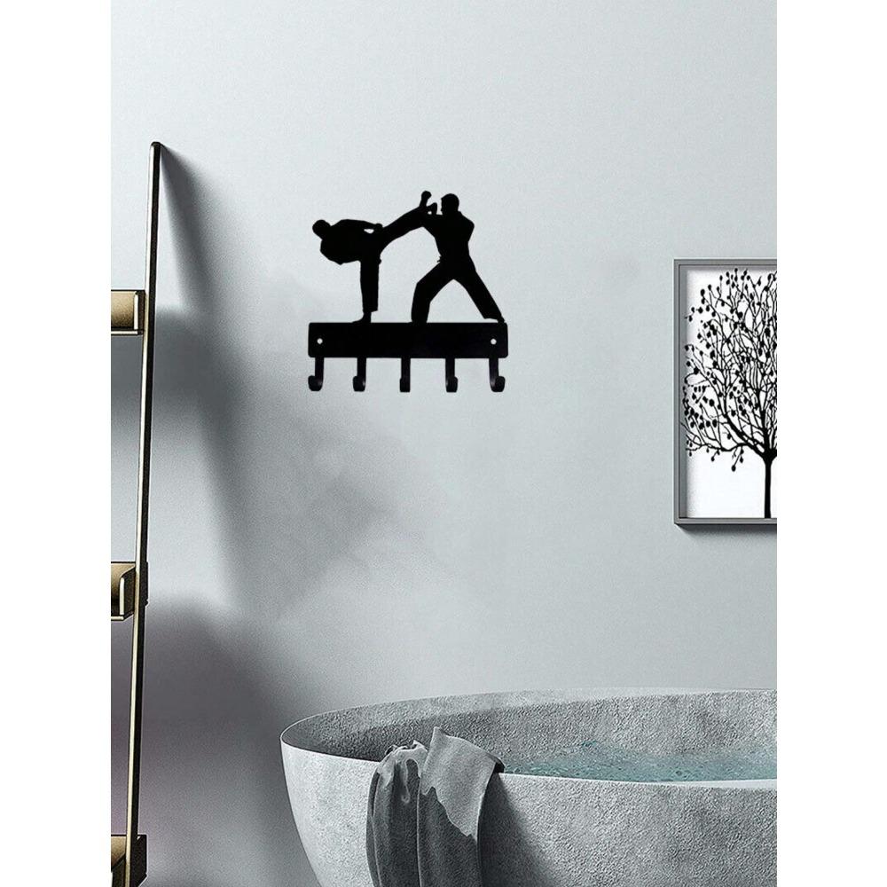 Wrought Iron Key Holder Hook, Creative Character Decor, Wall Mounted, Entryway Organizer, 1 Piece